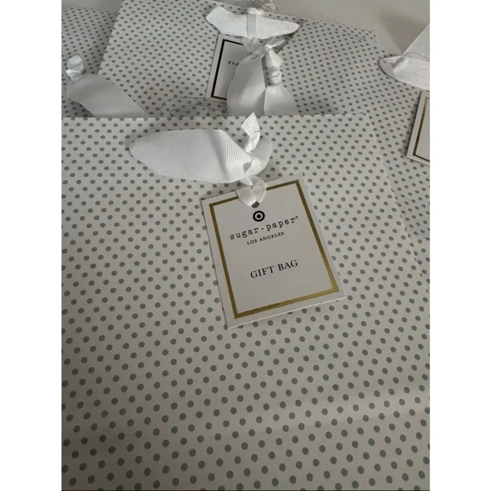 Sugar paper Elegant  Polka Dot Gift Bags with Satin Handles - Set of 4 NWT
